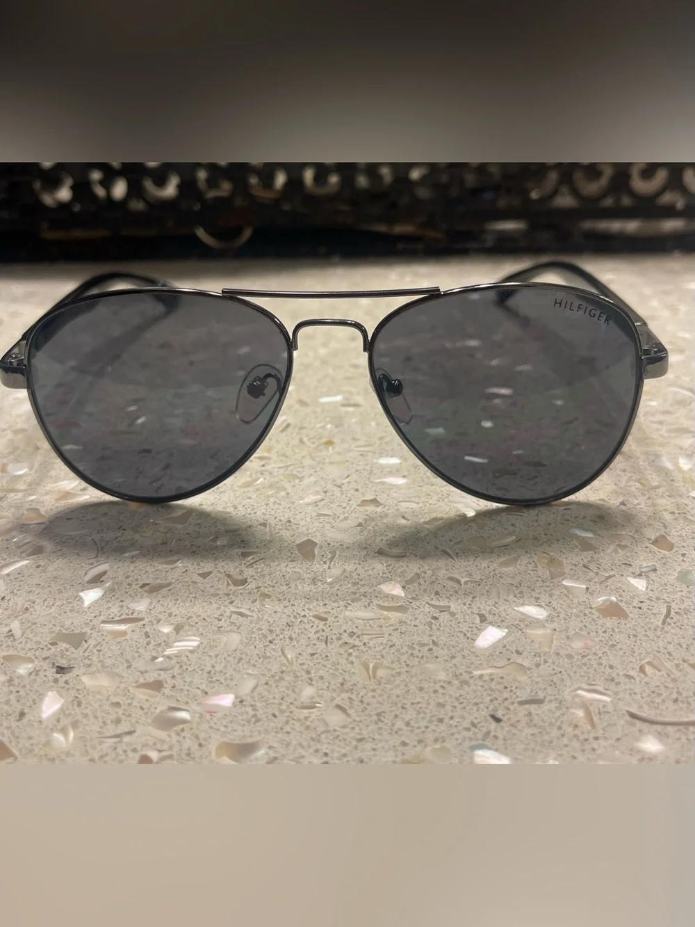 Tommy Hilfiger Aviator Sunglasses in Gunmetal with Gray Lenses
